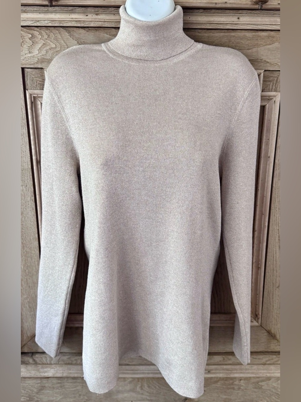 ⚜️CHICO’S⚜️ SUBTLE SHINE “RACHEL” TIBET TAUPE LONG SLEEVE TURTLENECK